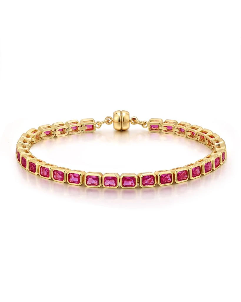 Luv AJ Bezel Emerald Ballier Bracelet- Pink- Gold 1