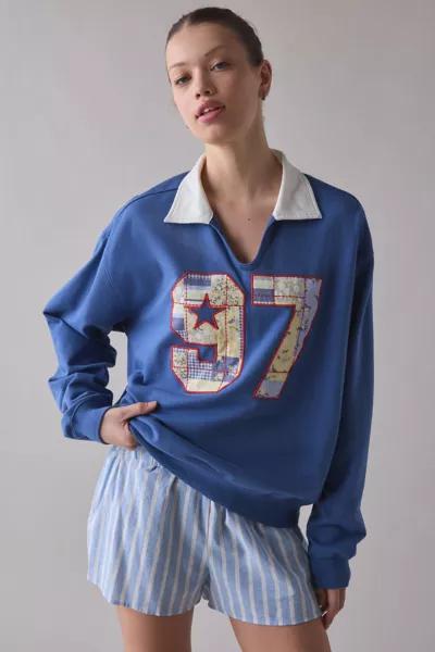 Urban Outfitters BDG Captain 97 Applique Graphic Long Sleeve Rugby Pullover