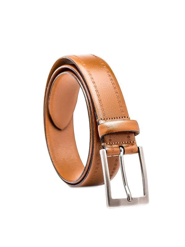 Made in Italy Brogue Leather Dress Belt 1