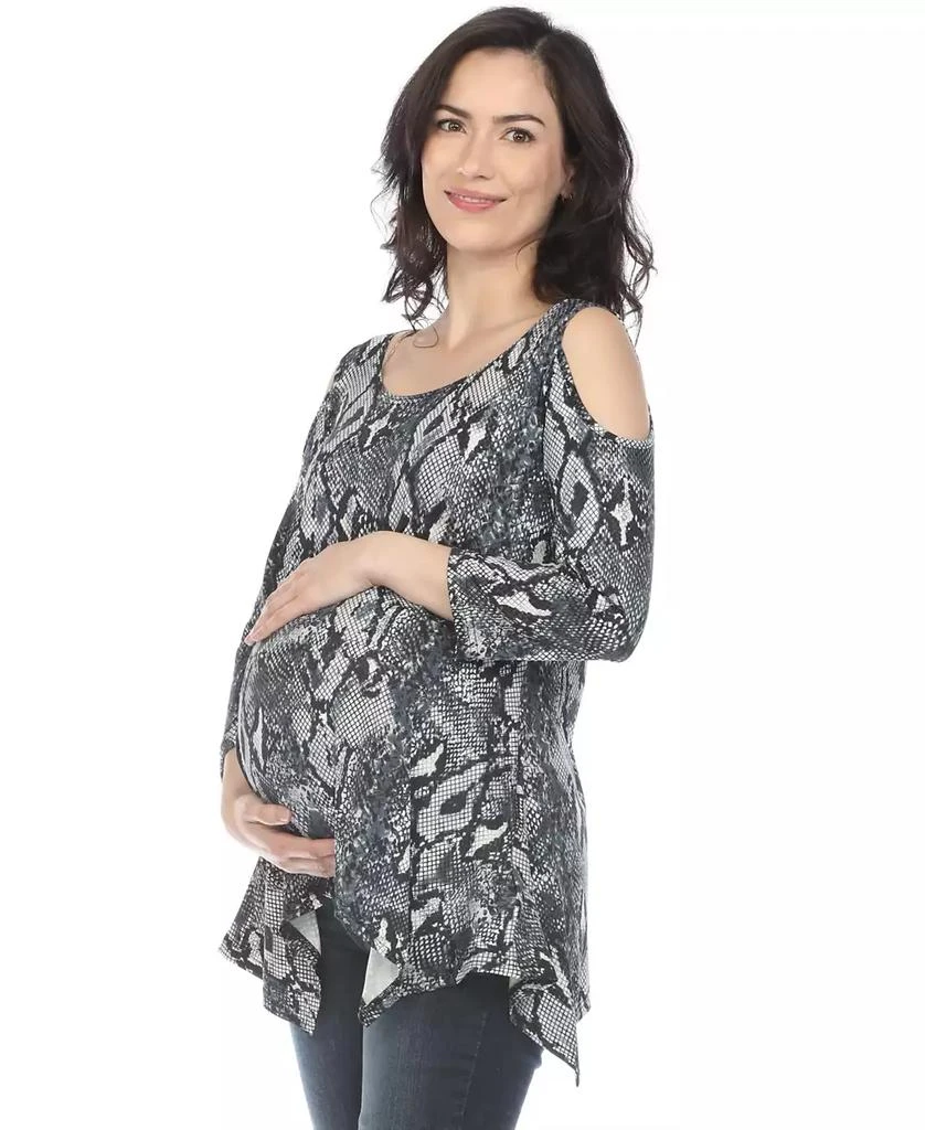 White Mark Maternity Snake Print Cold Shoulder Tunic 10