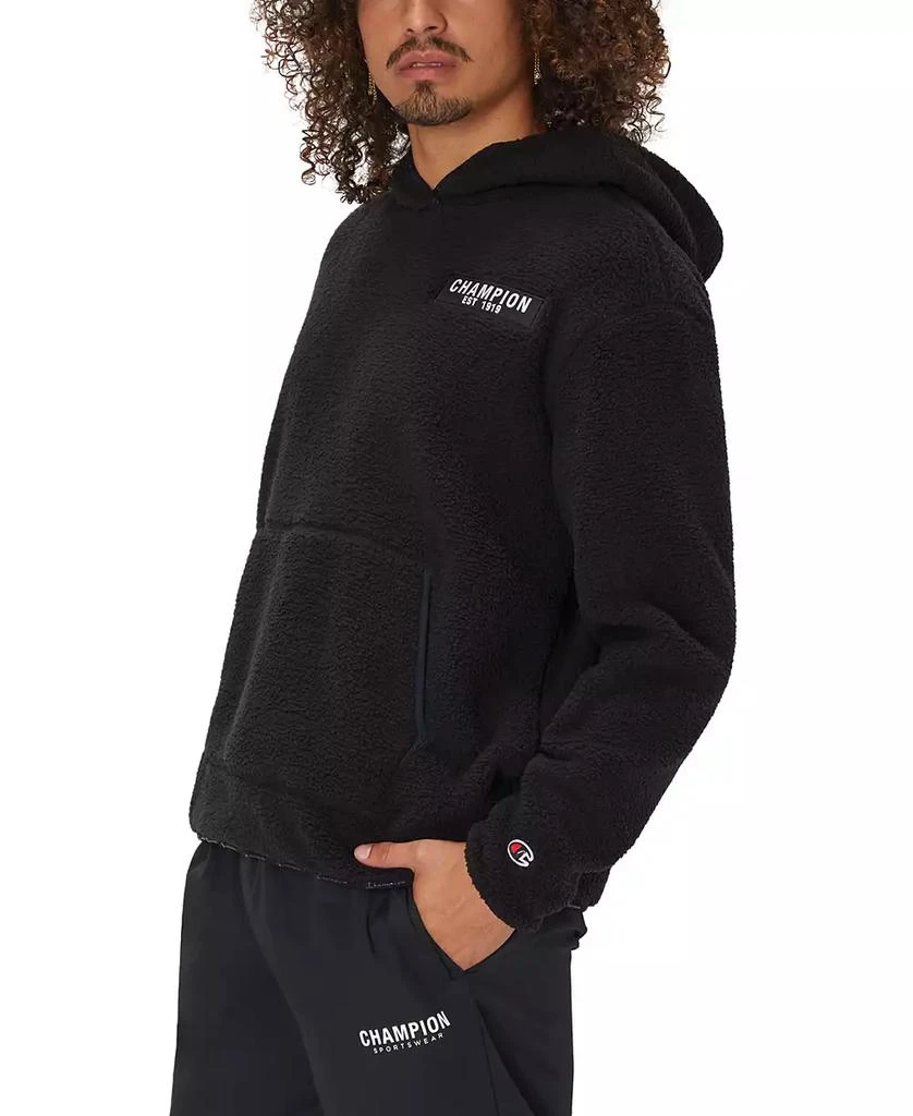 CHAMPION Men's Solid-Color Faux-Shearling Pullover Hoodie 3