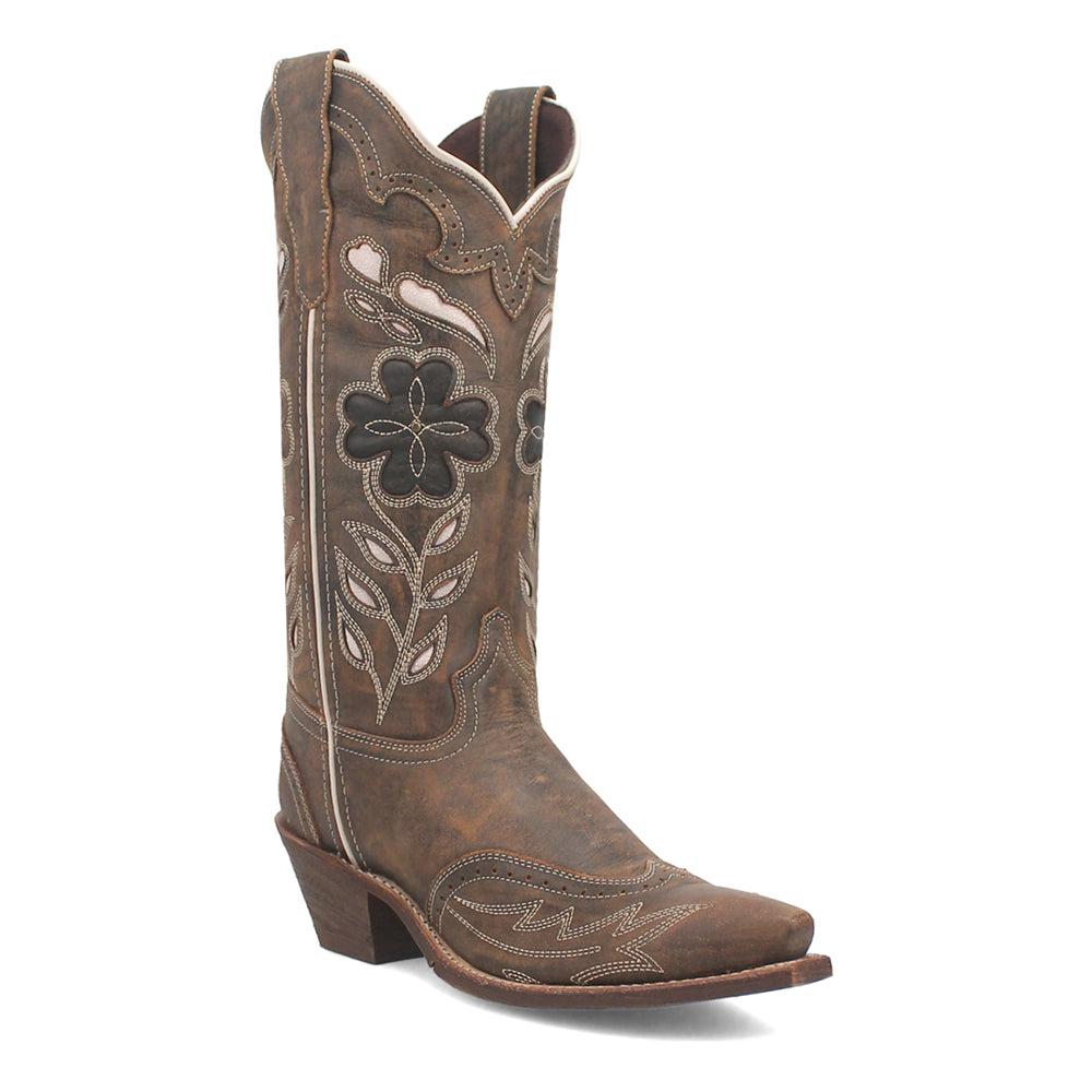 Laredo Zuri Leather Floral Embroidered Snip Toe Cowboy Boots