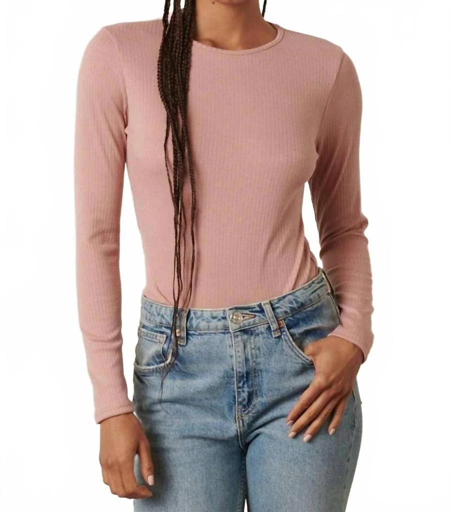 mittoshop Bellini Rib Knit Bodysuit In Pink
