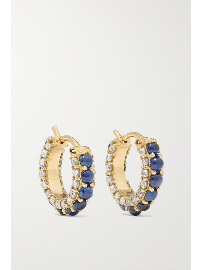 Ileana Makri Streamflow 18k 黄金、钻石、蓝宝石耳环