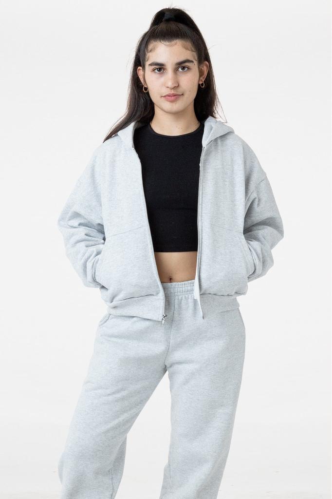 Los Angeles Apparel HF16 - Heavy Fleece Cropped Zip-Up Hoodie (Piece Dye)