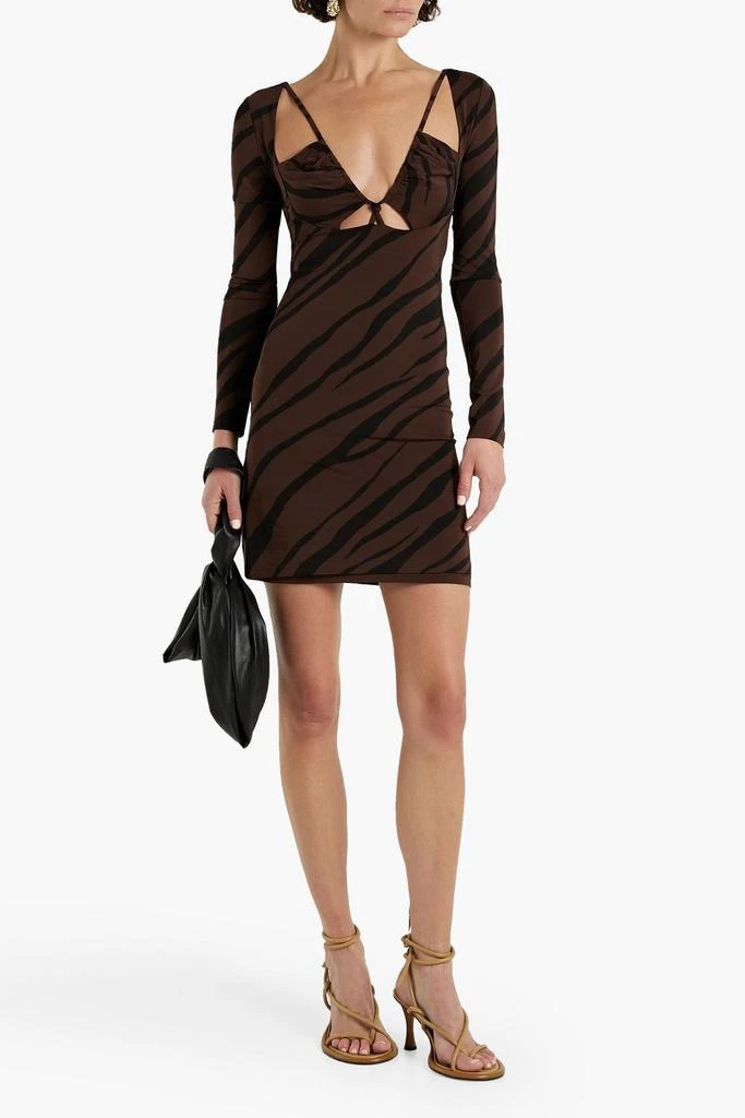 ET OCHS Aida cutout zebra-print stretch-jersey mini dress 3