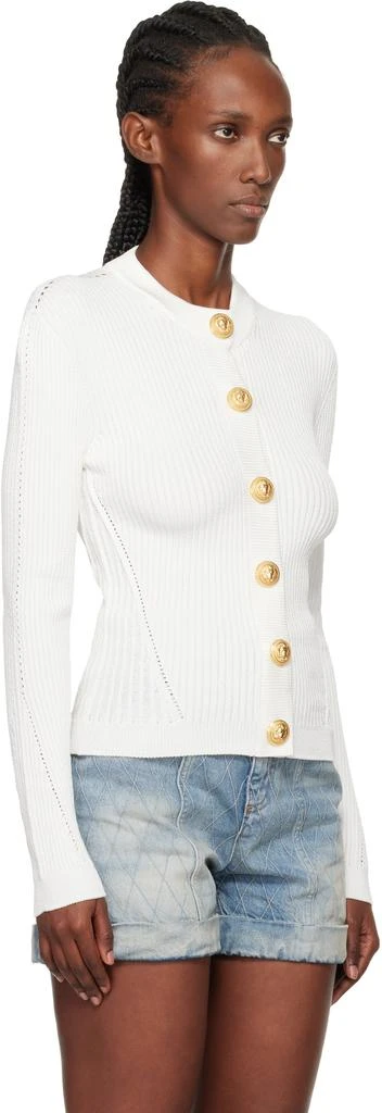 Balmain White Fine Knit Cardigan 2