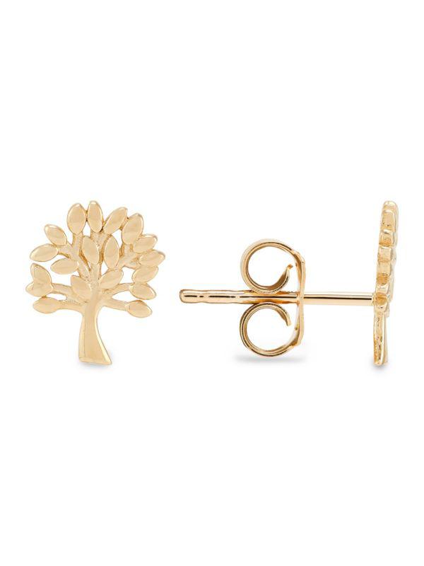 Saks Fifth Avenue ​14K Yellow Gold Family Tree Stud Earrings/3MM