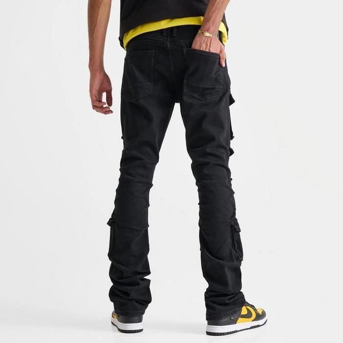 Smoke Rise Men's Smoke Rise Distressed Stacked Flare Cargo Denim Jeans 7