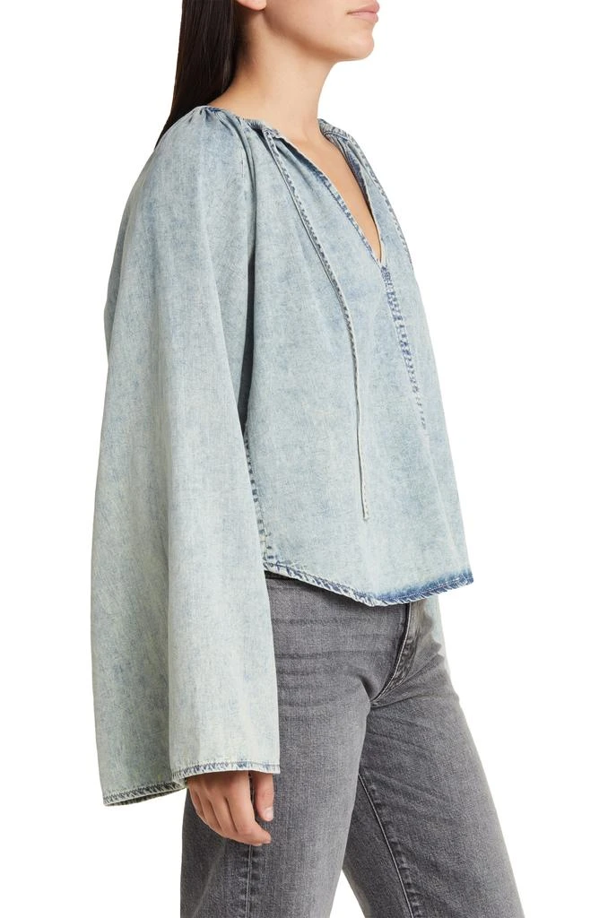 FRAME Tie Neck Denim Top 3
