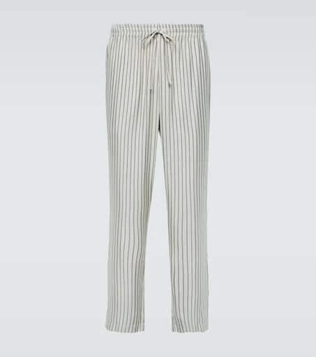 Le Kasha Striped silk straight pants 1