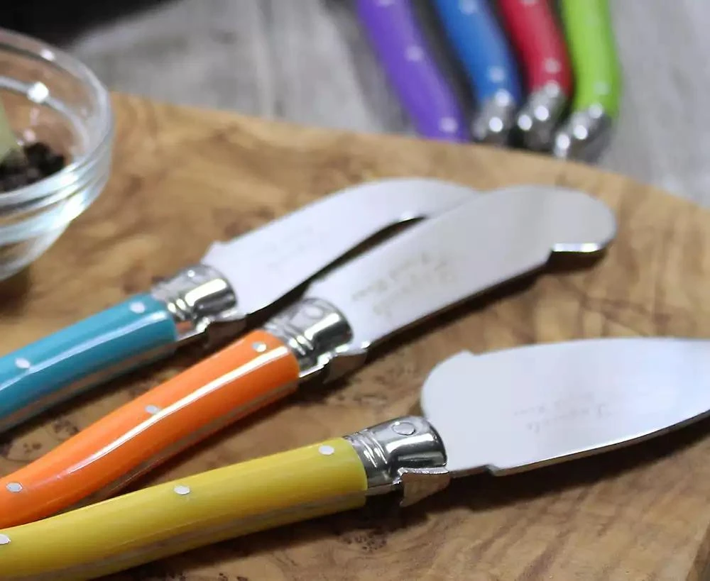 French Home Laguiole Jewel Colors Cheese Knife and Spreader Set, 7 Piece. 7