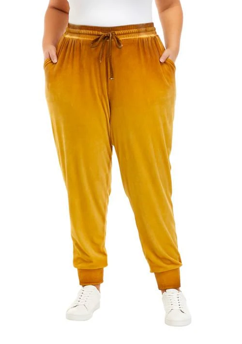 Wonderly Plus Size Washed Velour Joggers 1