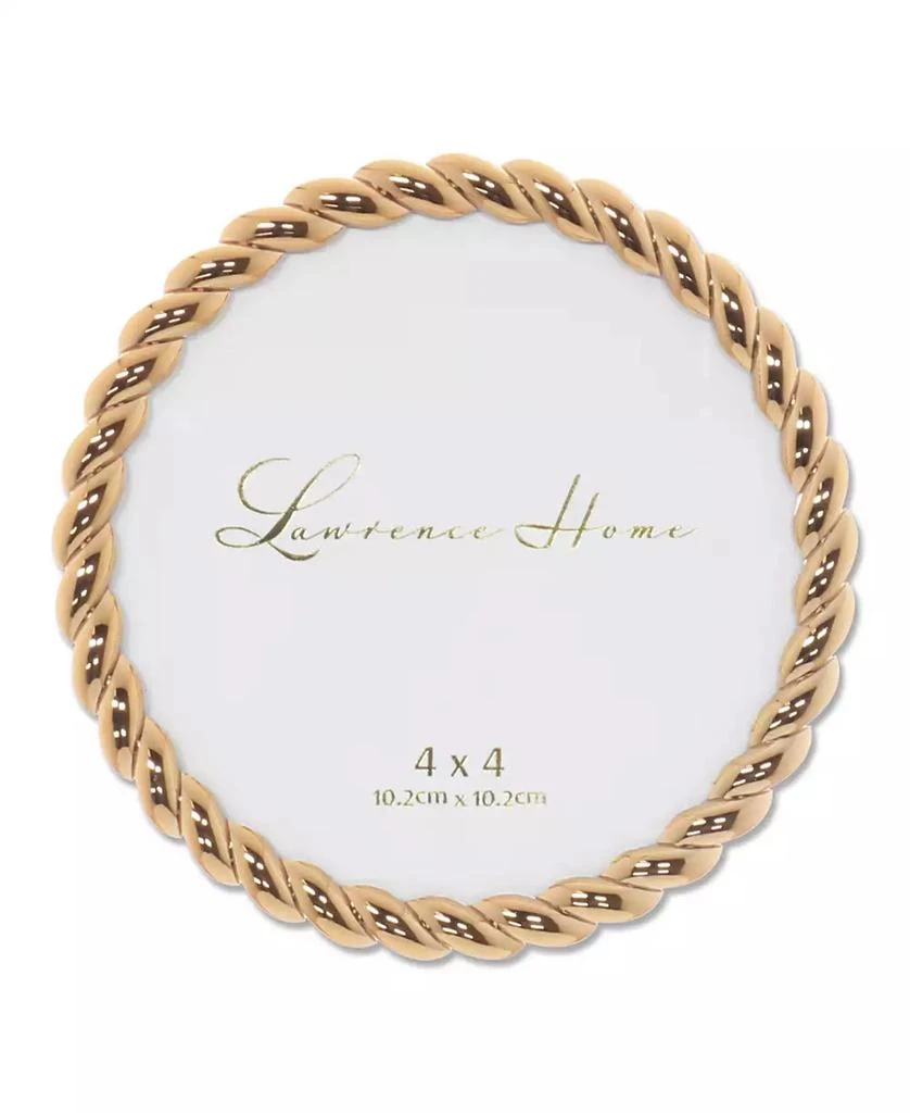 Lawrence Frames Round Metal Picture Frame With Rope Design, 4" x 4"