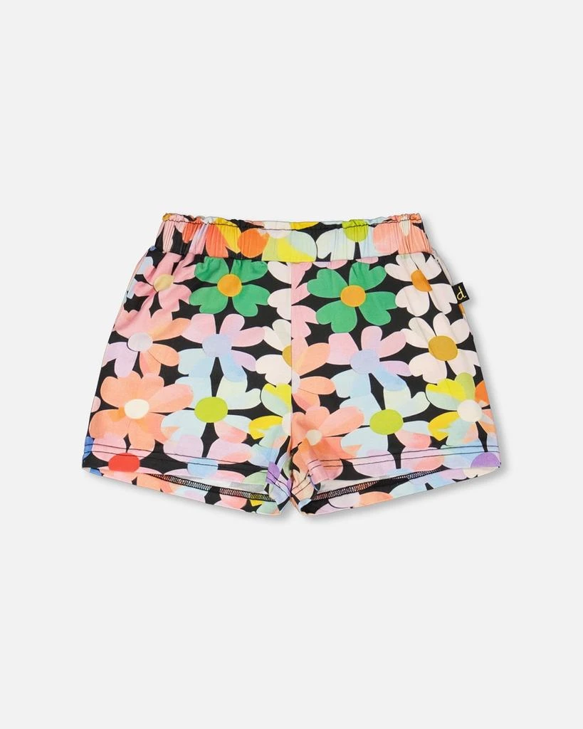 Deux par Deux Jersey Shorts Black Printed Flowers