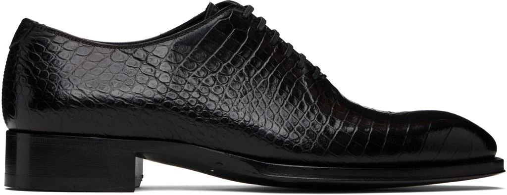 Tom Ford Black Shiny Printed Croc Elkan Oxfords 1