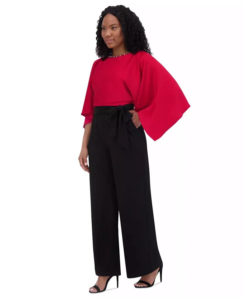 Jessica Howard Women's Satin Cape-Sleeve Jumpsuit 3