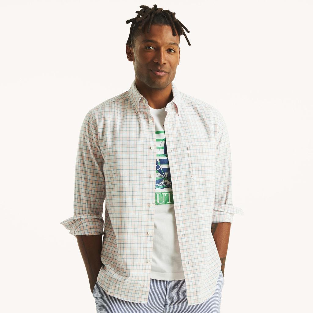 Nautica Mens Plaid Oxford Shirt