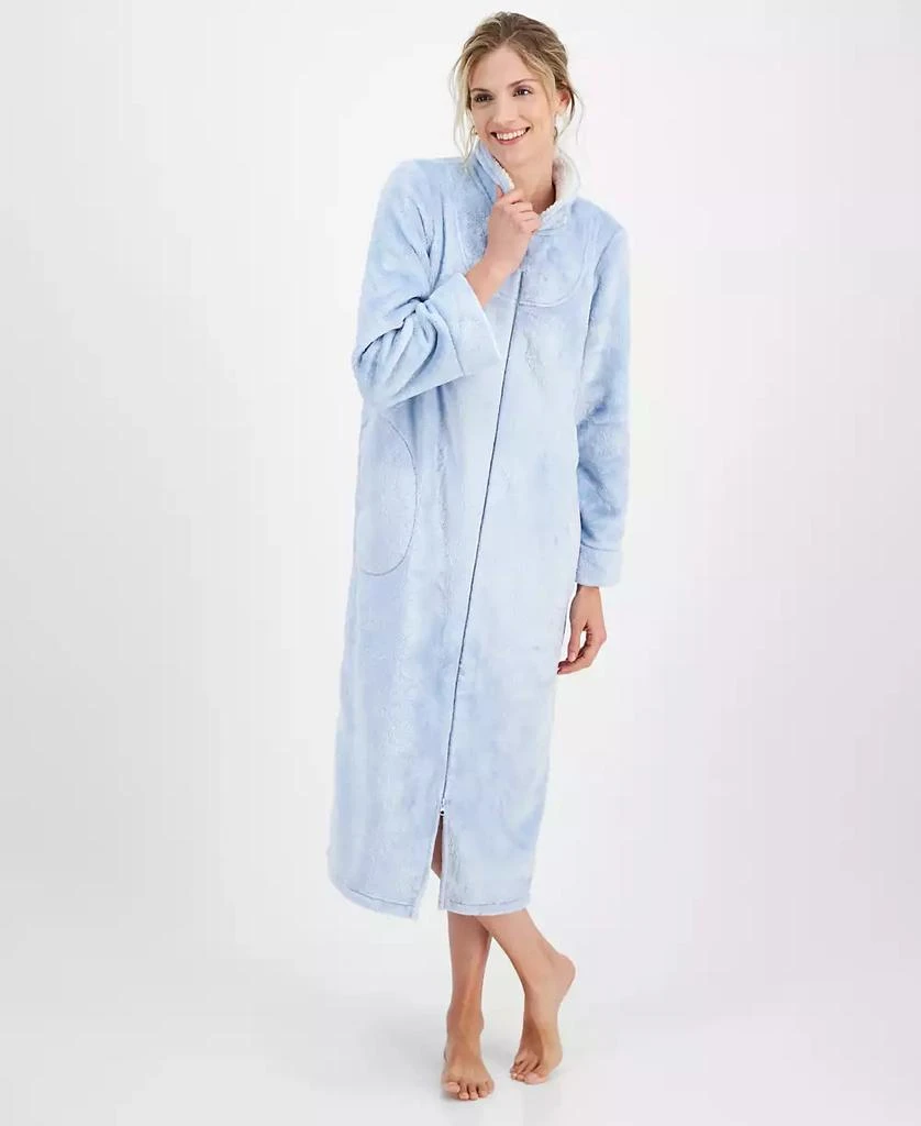 Charter Club Women's Long Snowflake Embossed Zip-Front Robe, Created for Macy's 1