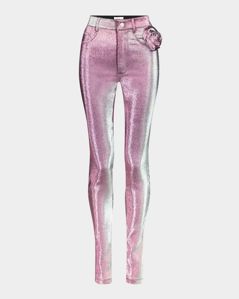 AREA Rosette Metallic Stretch Lame Leggings 1