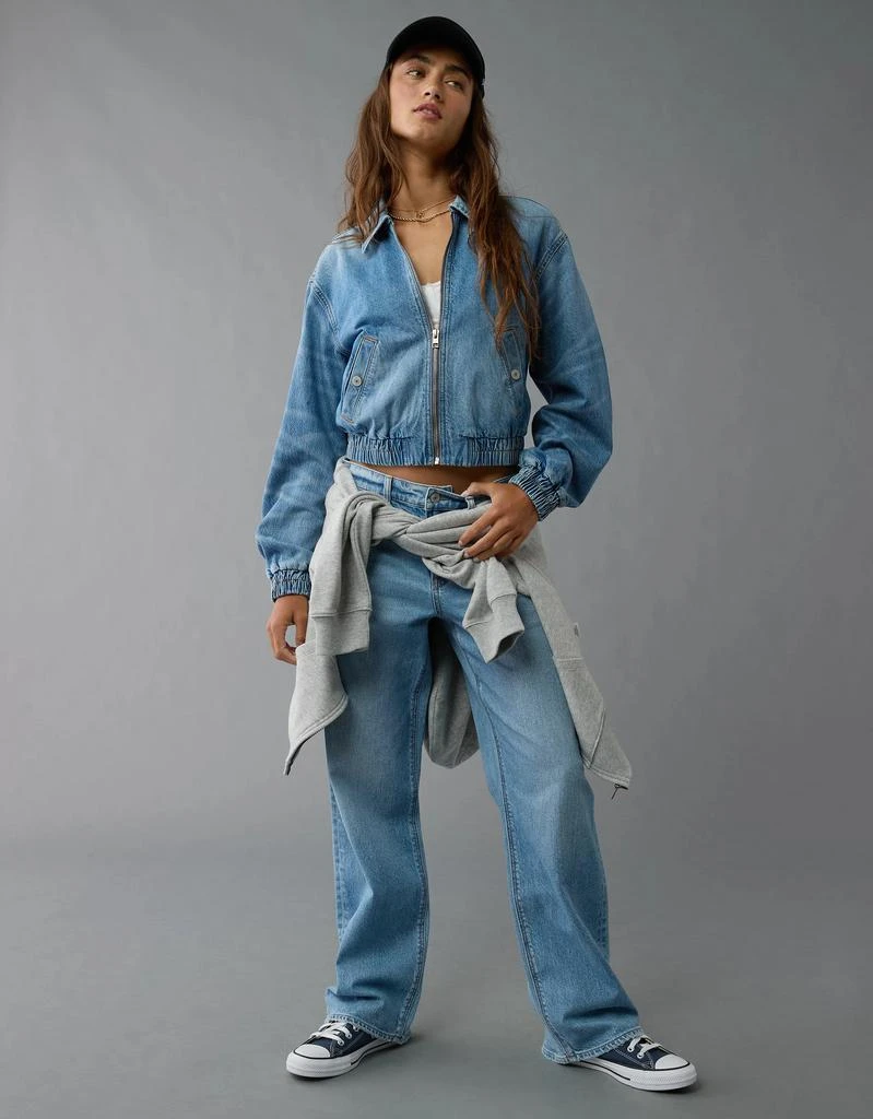 AE AE Cropped Zip-Up Denim Bomber Jacket 1