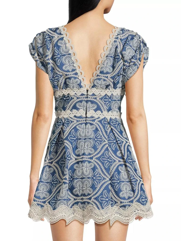 Waimari Time Cassandra Embroidered Cotton V-Neck Minidress 5