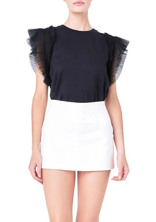 English Factory Factory Tulle Ruffle Knit Top 1