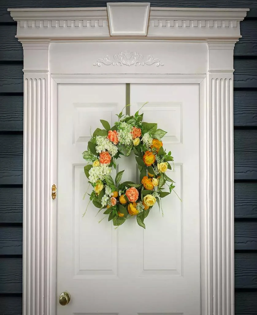 National Tree Company 24 Lemons, Hydrangeas and Buttercups Wreath 3