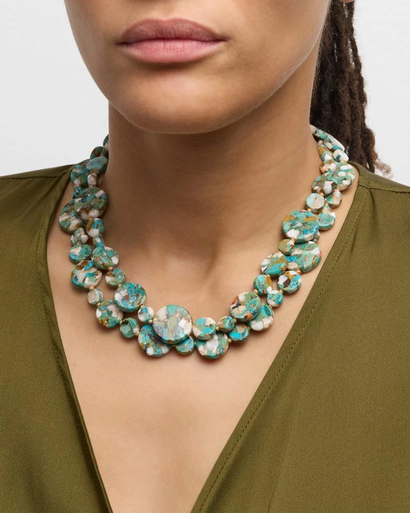 Devon Leigh Long Turquoise and Pearly Coin Necklace, 36"L 2