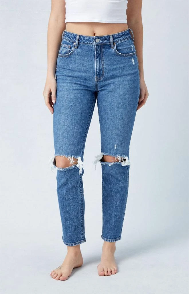 PacSun Eco Stretch Dark Indigo Ripped Mom Jeans 2