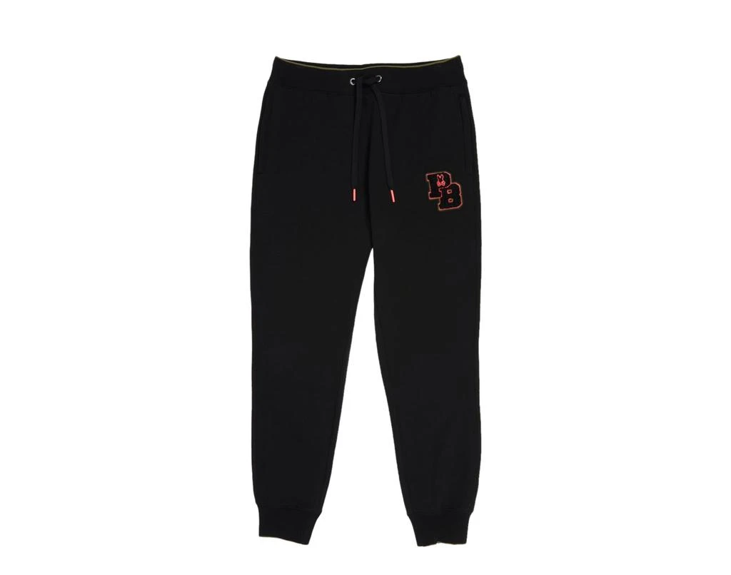 Psycho Bunny Patchin Chenille Bunny Black Men's Sweatpants B6P850U1FT-BLK 1
