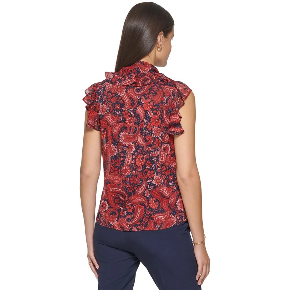 Tommy Hilfiger Women's Paisley-Print Tie-Neck Ruffle Top 2