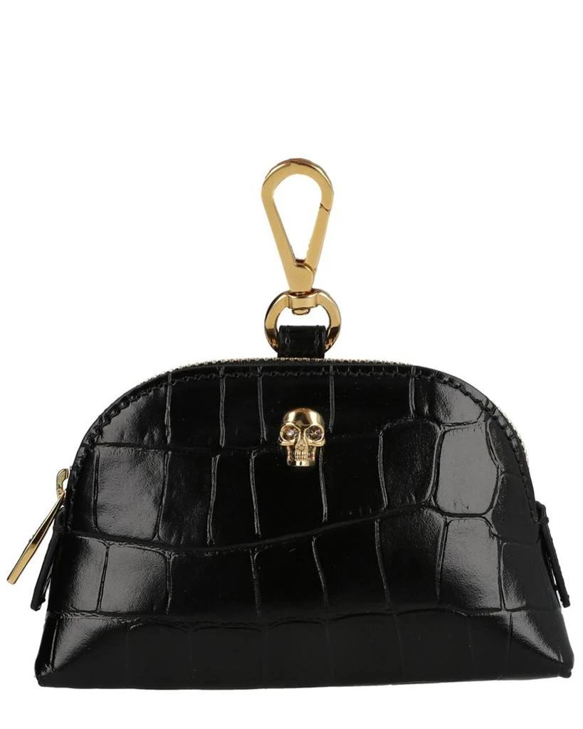 Alexander McQueen Skull Zip Croc-Embossed Leather Coin Purse 1