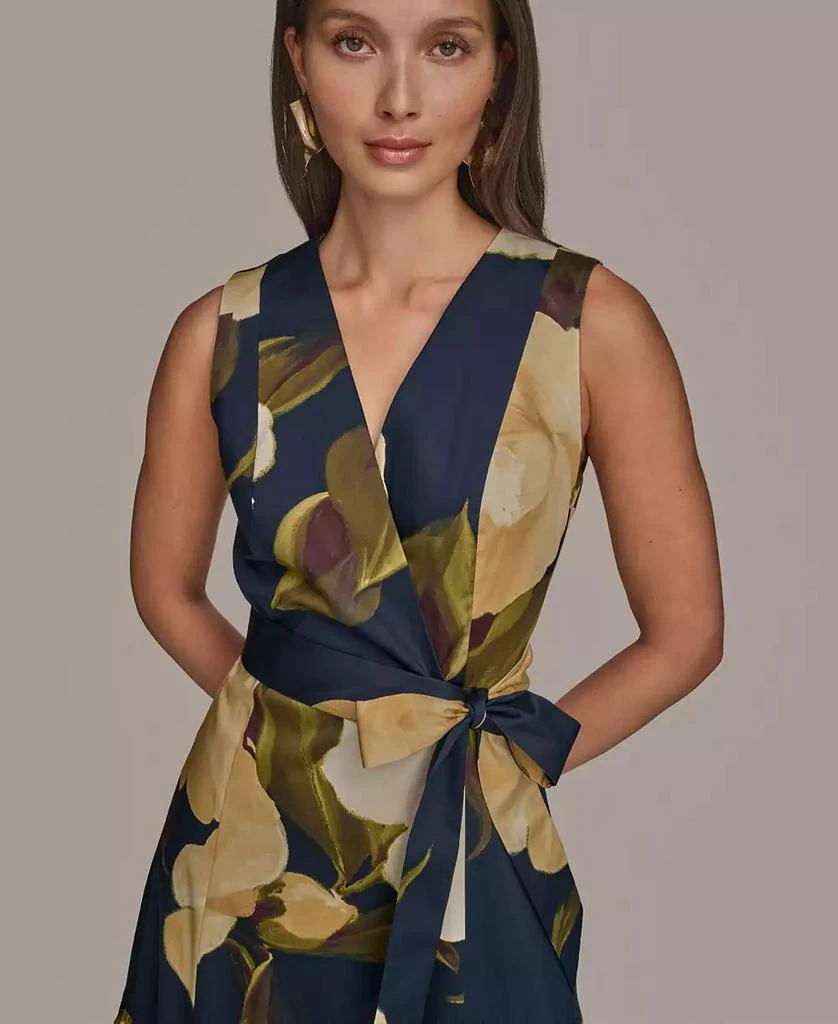 Donna Karan Women's Printed Faux-Wrap Midi Dress 5