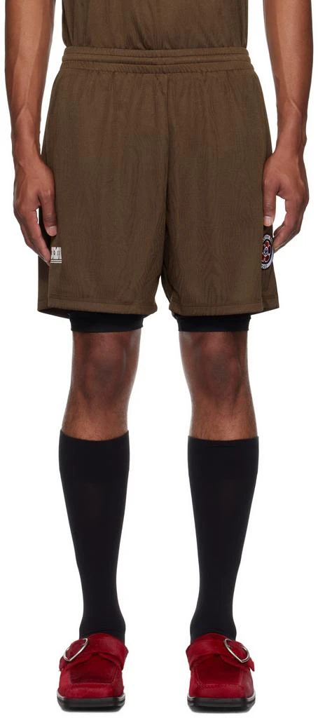 Martine Rose Brown Double Football Shorts 1