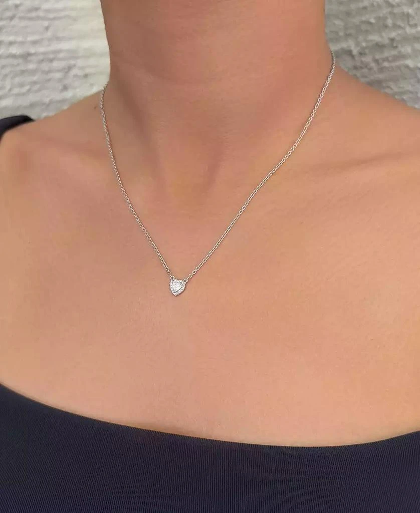 ADORNIA Silver CZ Halo Heart Necklace 4