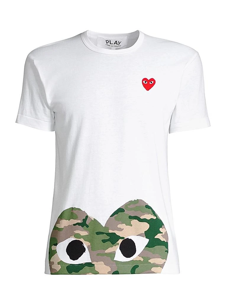 Camo White Comme Des Garcons T Shirt CDG Play Camo Big Heart Men's