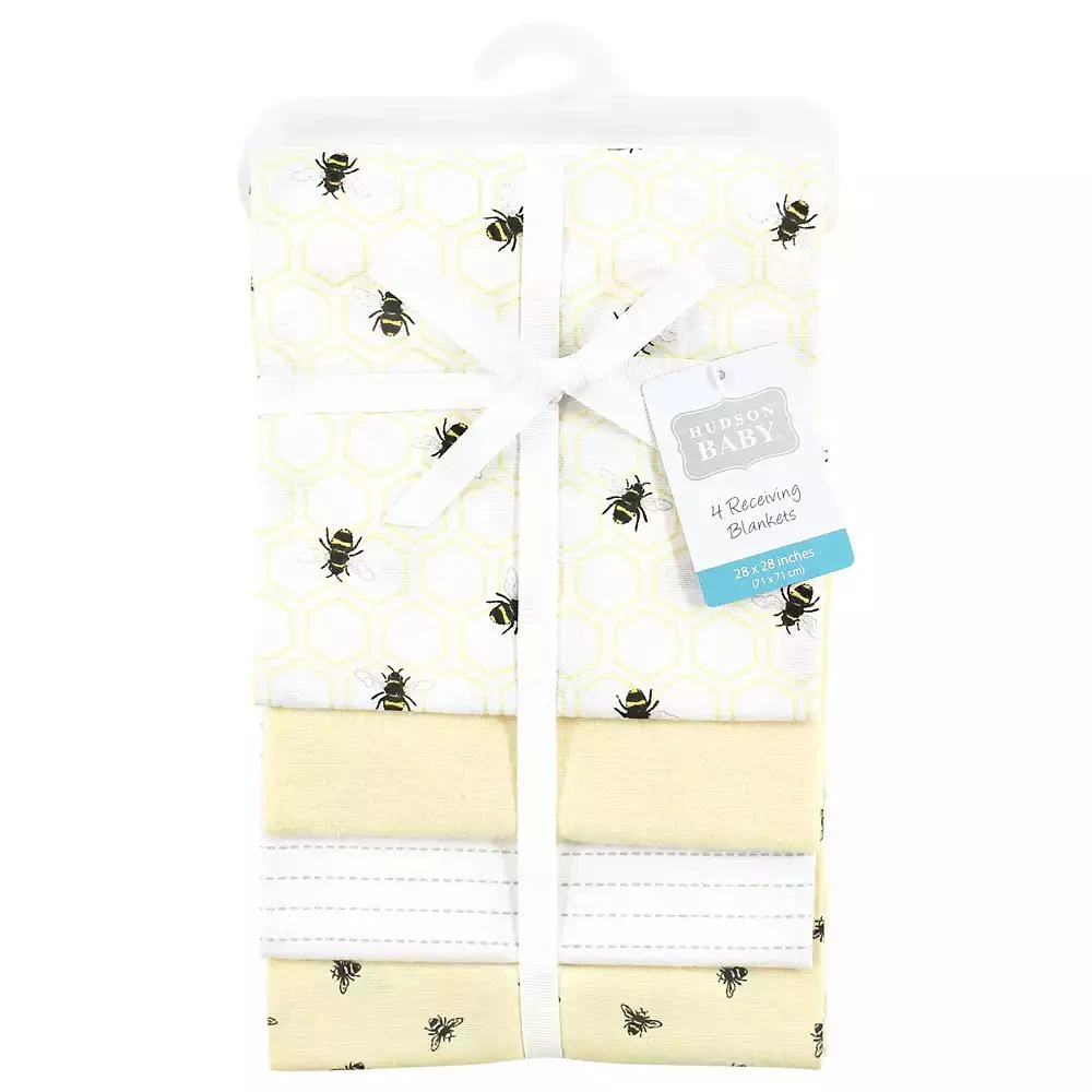 Hudson Four-Pack Flannel Receiving Blanket Cotton/Poly Blend 6