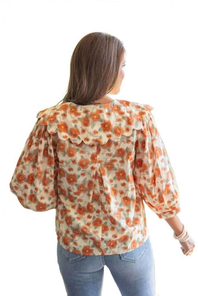 entro The Clementine Floral Top In Orange/white 3