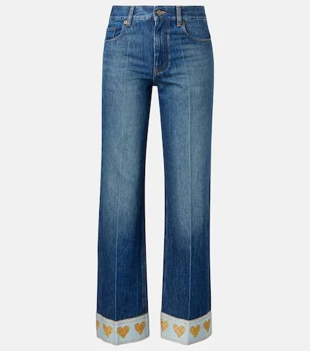 Valentino Embellished mid-rise straight jeans 1