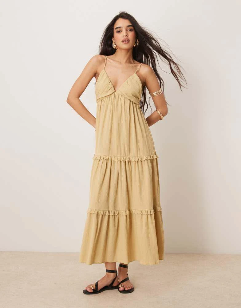 ASOS ASOS DESIGN crinkle cami maxi dress in golden straw 2