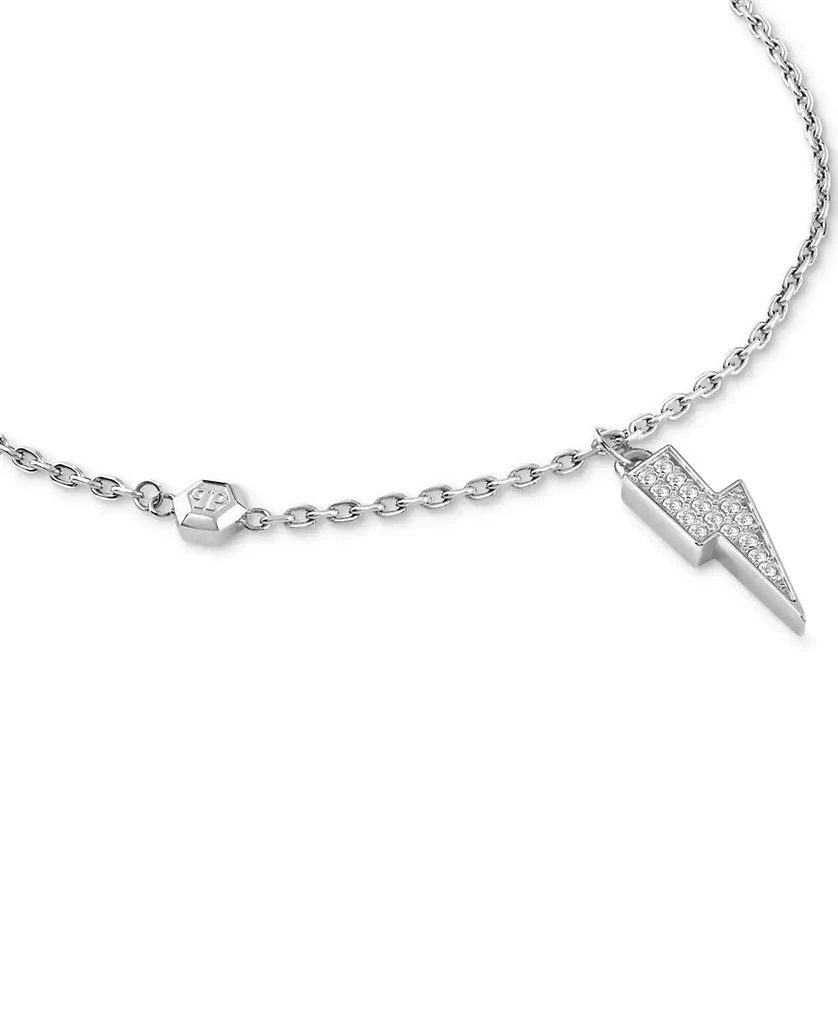 Philipp Plein Valentine Crystal Lightning Bolt 17-3/4" Pendant Necklace in Stainless Steel 2