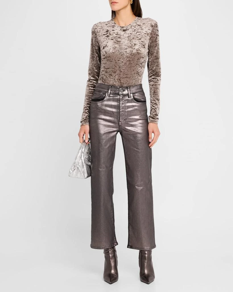 FRAME Long Sleeve Crushed Velvet Top 2