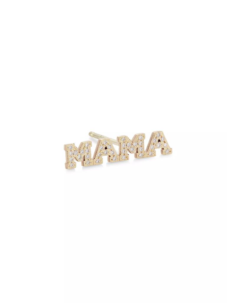 Zoë Chicco Itty Bitty Words 14K Gold & Diamond Tiny Capital Letter Mama Stud Earring