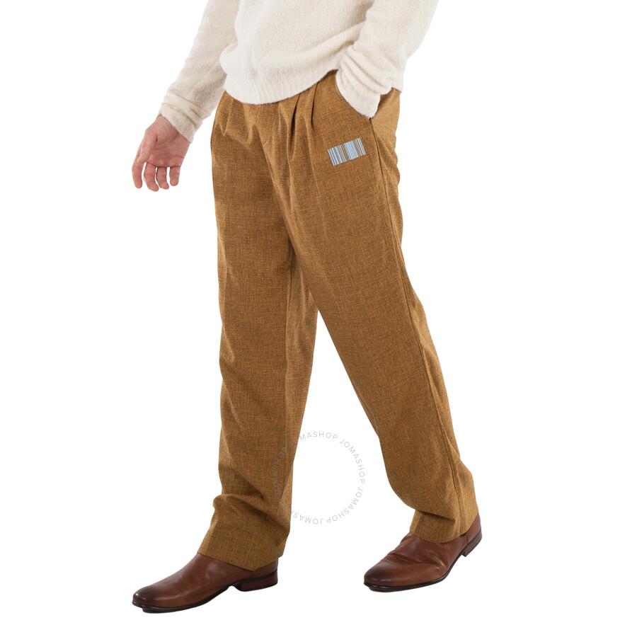 VTMNTS Men's Caramel Barcode Monogram Tailored Wool Pants