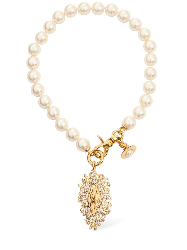 【関税&送料込】Vivienne Westwood Loelia Necklace Man. Loelia Large Pearl Necklace in PLATINUM-BLACK-OFF-WHITE