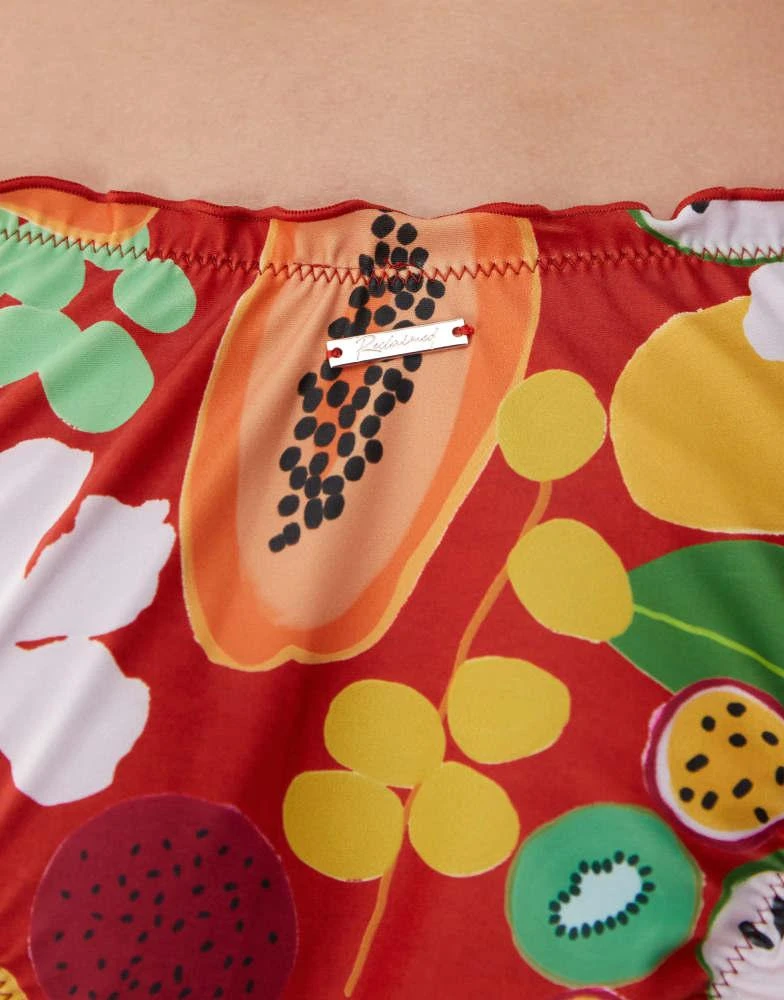 Reclaimed Vintage Reclaimed Vintage scrunchie bikini bottom with shirring in fruity holiday print 3