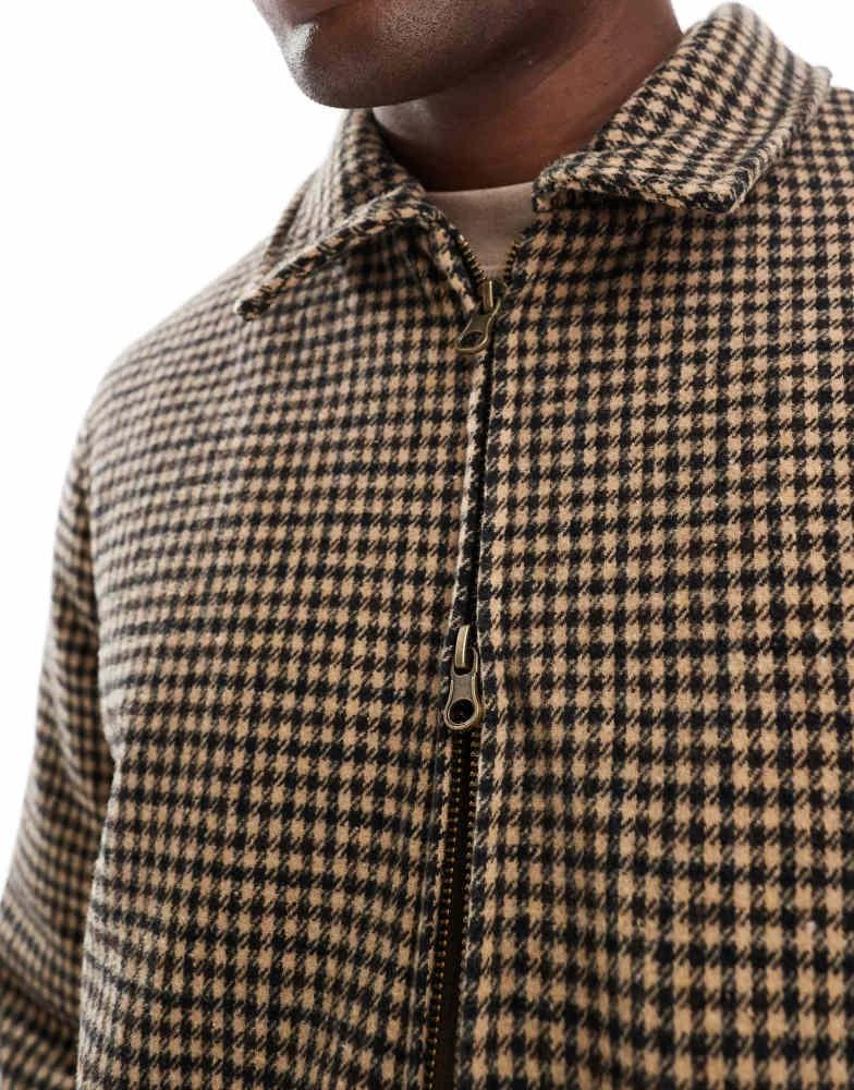New Look New Look faux wool jacket in brown micro check 5