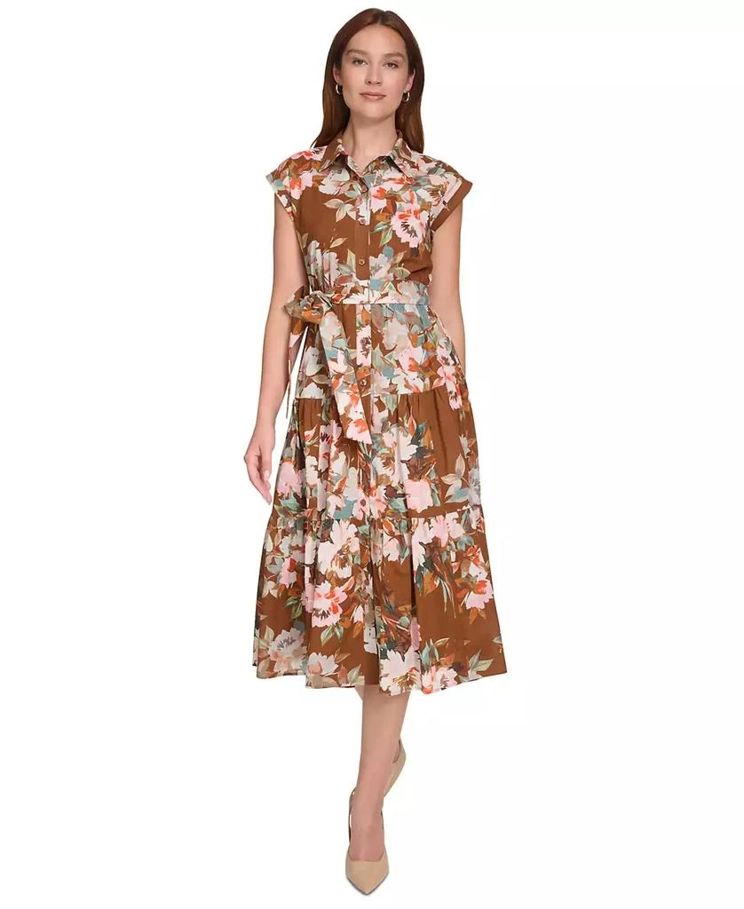 Calvin Klein Women's Cotton Tie-Waist Midi Shirtdress 1
