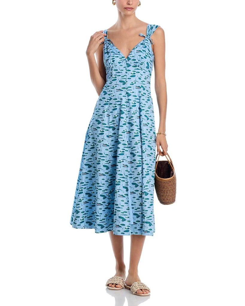 AQUA Printed Tie Shoulder Midi Dress - Exclusive 5